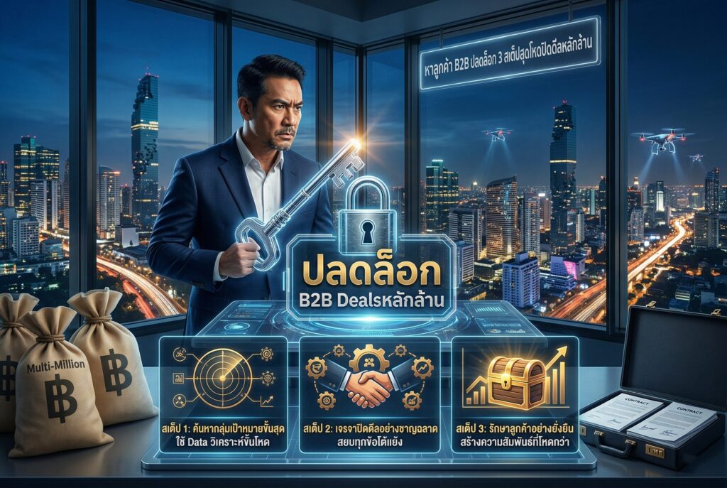 หาลูกค้า B2B, ปิดการขายโปรเจกต์ใหญ่, ที่ปรึกษาการขาย, การตลาด B2B, เพิ่มยอดขาย