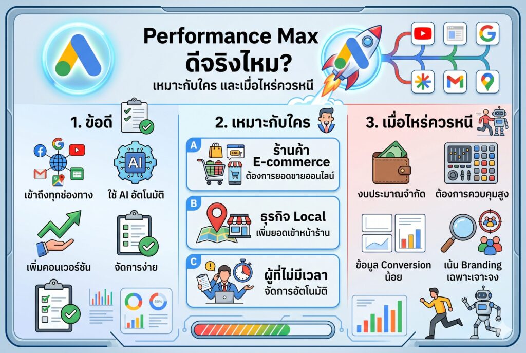 Performance Max, โฆษณา Google Ads, ยิงแอด Google, การตลาดออนไลน์, เพิ่มยอดขาย