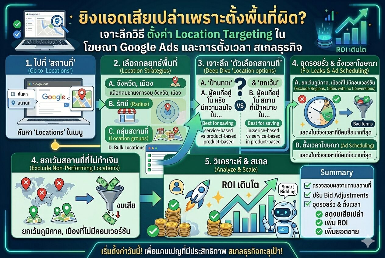 ตั้งค่า Location Targeting - ยิงแอดเสียเปล่าเพราะพื้นที่ผิด เจาะลึกวิธี ตั้งค่า Location Targeting