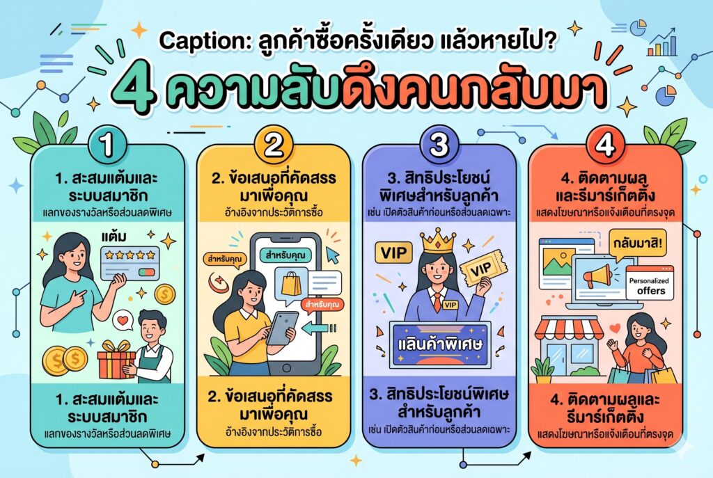 ลูกค้าซื้อครั้งเดียว, การตลาดออนไลน์, เพิ่มยอดขาย, โฆษณาเฟสบุ๊ค, ซื้อซ้ำ
