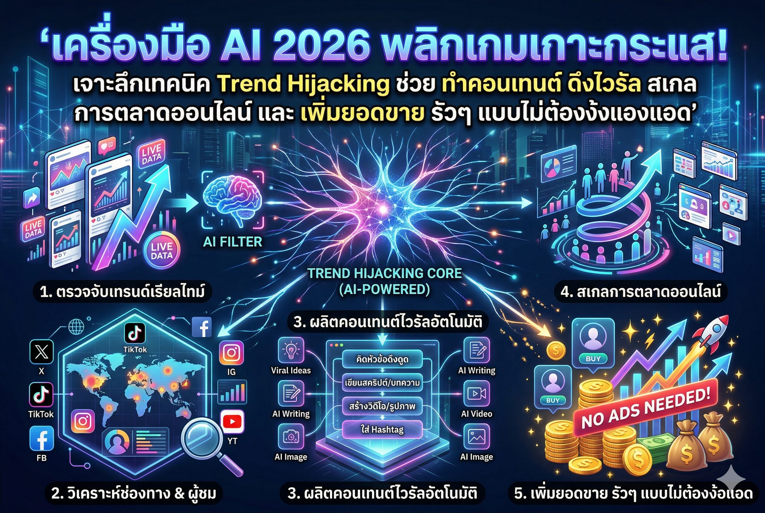 ทำ SEO - เครื่องมือ AI 2026 พลิกเกมเกาะกระแส เจาะลึกเทคนิค Trend Hijacking