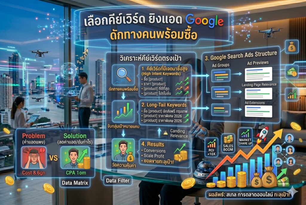 เลือกคีย์เวิร์ด, ยิงแอด Google, การตลาดออนไลน์, โฆษณา Google, Search Intent