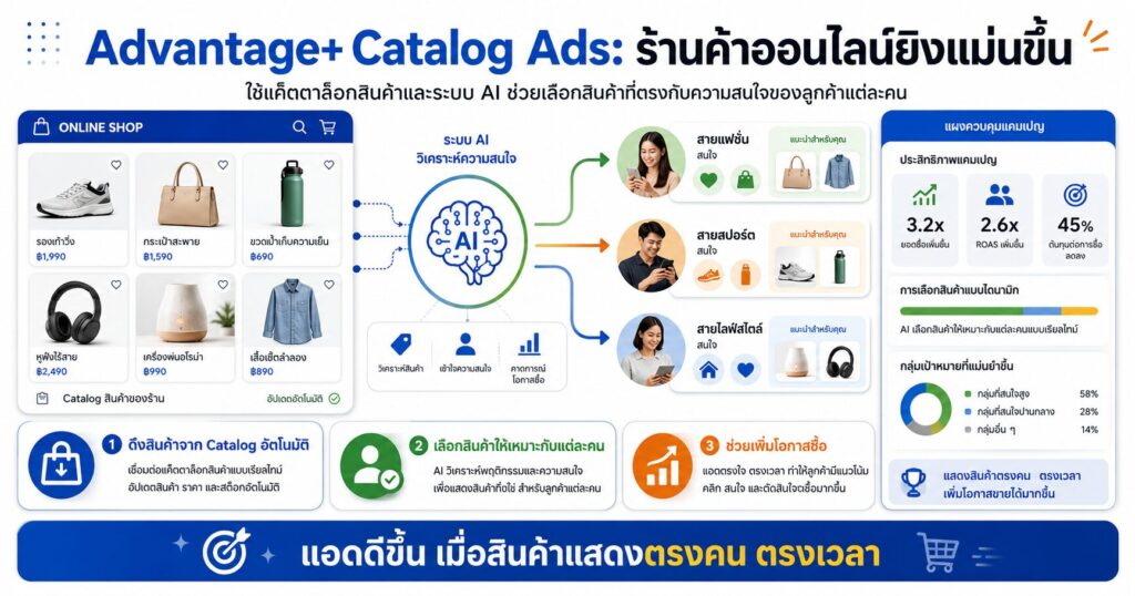 Advantage+ Catalog Ads, Meta Catalog Ads, Facebook Ads ร้านค้าออนไลน์, Catalog Ads, Dynamic Product Ads