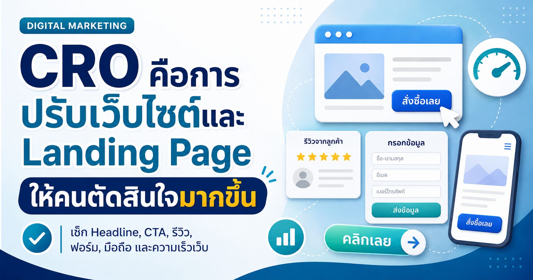CRO คืออะไร Conversion Rate Optimization Landing Page Optimization เพิ่มยอดขายเว็บไซต์ และปรับหน้าเว็บให้ขายดี