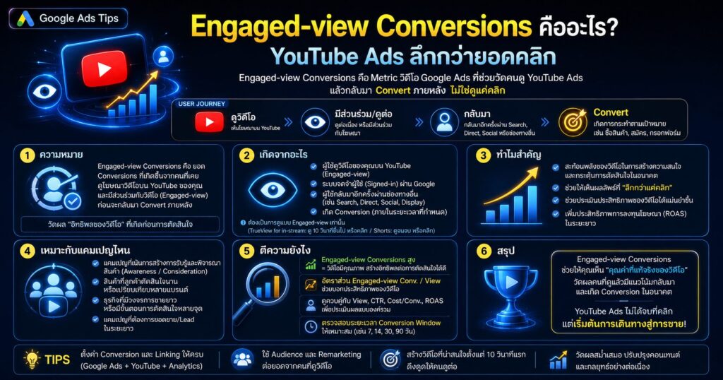 Engaged-view Conversions, Engaged-view Conversions คืออะไร, YouTube Ads, Google Ads Video Metric, Cost per Conversion
