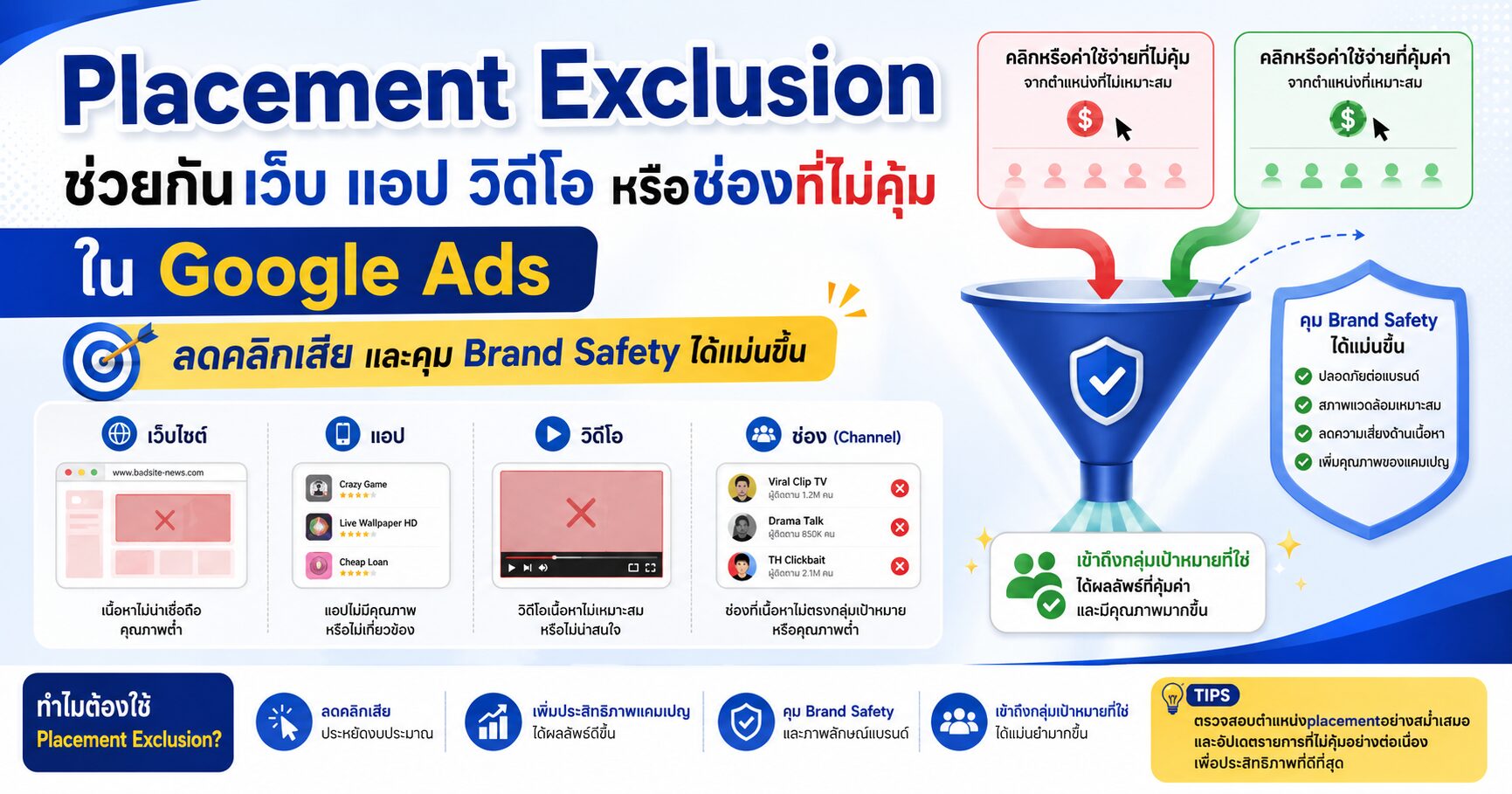 Placement Exclusion Google Ads Display Ads YouTube Ads App Placement และ Brand Safety