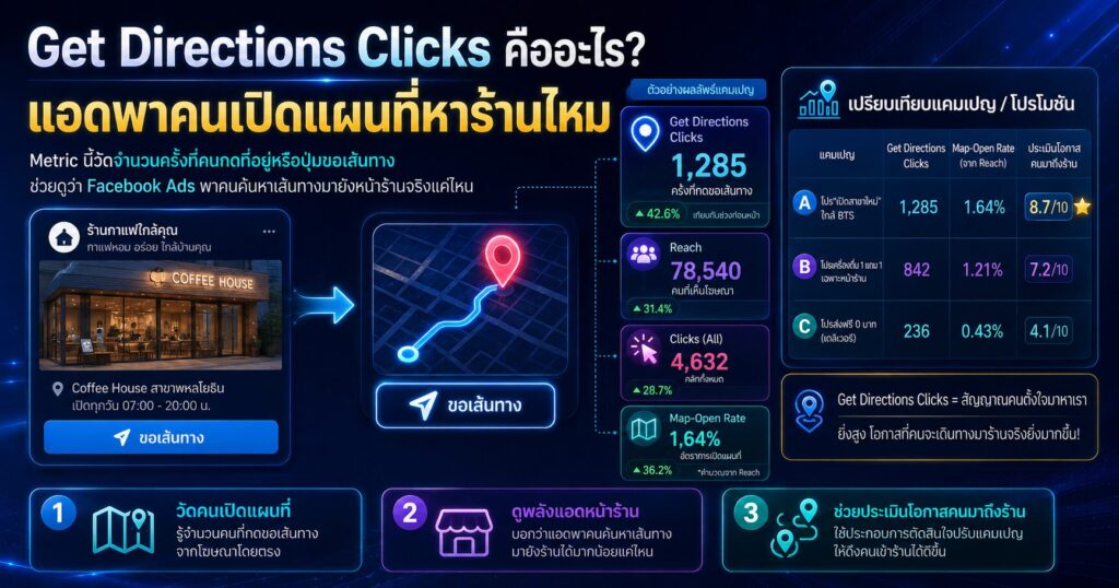Get Directions Clicks, Directions Click Rate, Cost per Directions Click, Store Location Ads, Facebook Ads