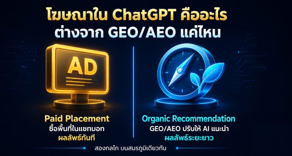 โฆษณาใน ChatGPT คืออะไร ต่างจาก GEO/AEO แค่ไหน