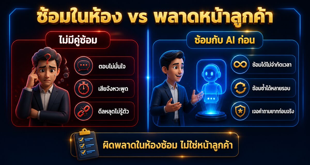 AI Co-Seller คืออะไร: ผู้ช่วยขายซ้อมบทสนทนาก่อนปิดดีล 2026 1 AI Co-Seller ผู้ช่วยขาย AI ซ้อมบทสนทนาก่อนปิดดีล